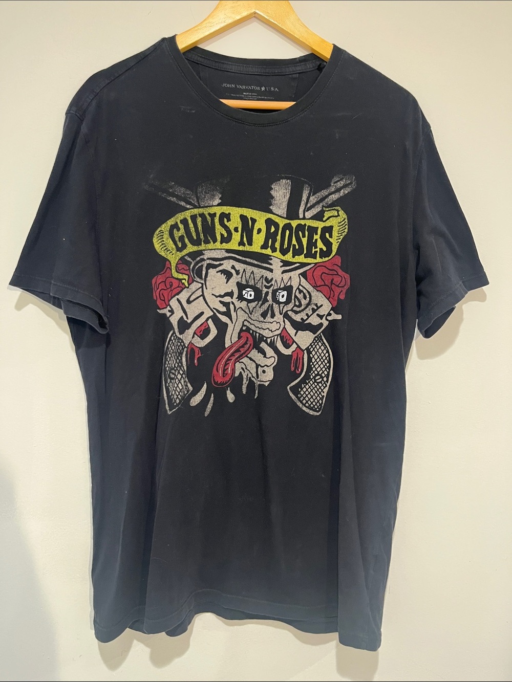 John Varvatos Black Guns N' Roses Graphic Tee with Yellow Banner